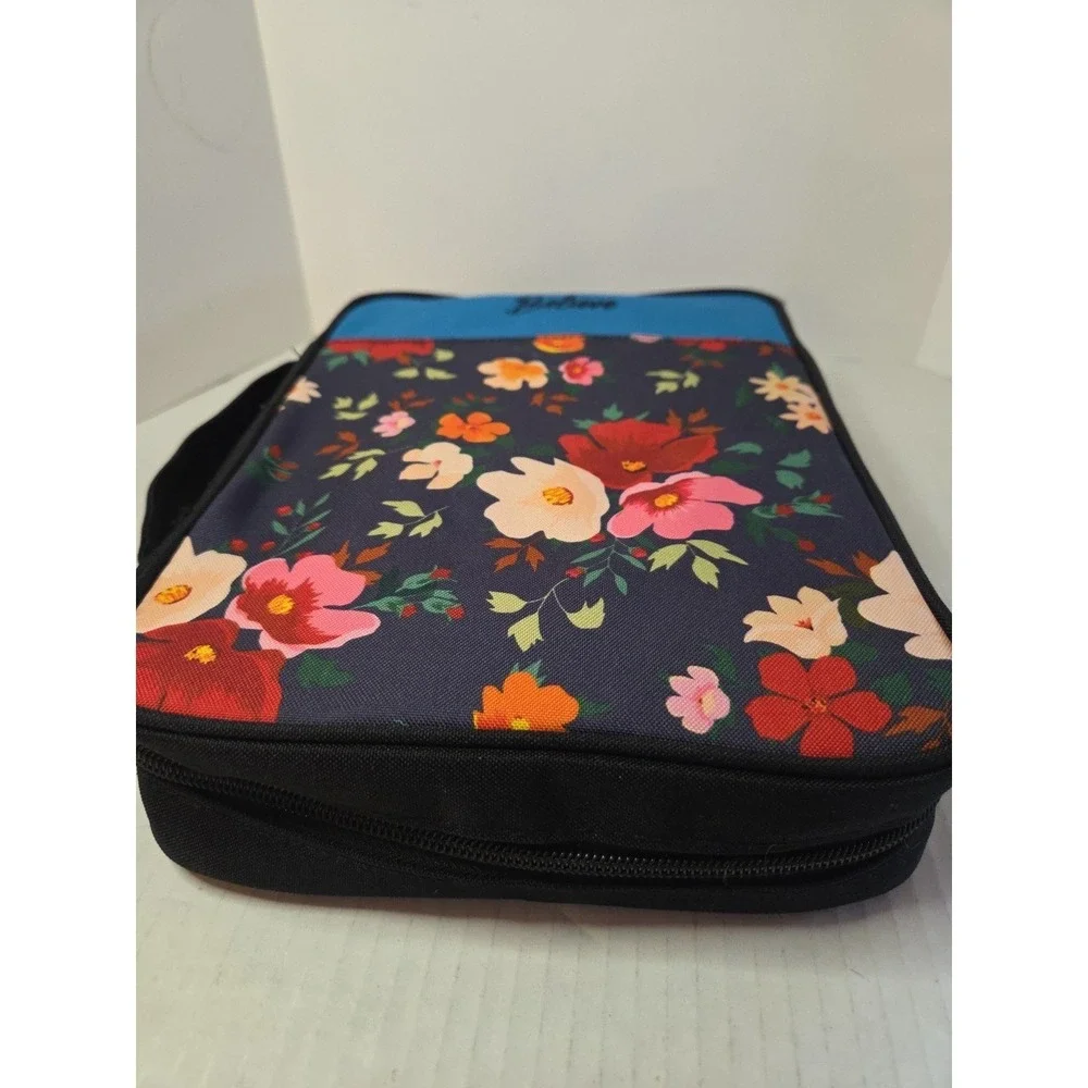 X Large Teal Bible Cover‎ Carrying Case Floral Design